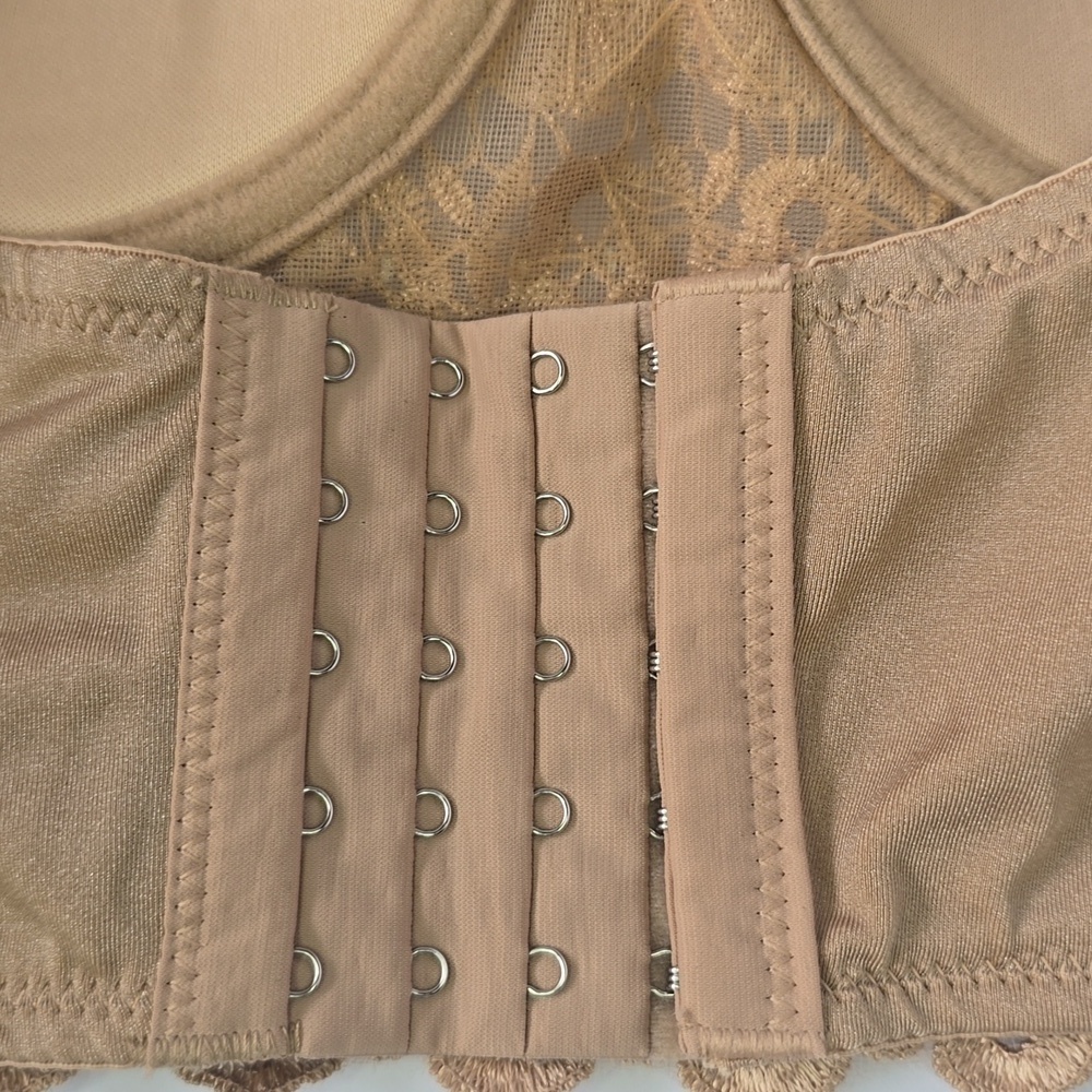 Windsor Daring Embellished Bra Beaded Corset Bustier Beige Crop Top Bling Sz M - Picture 5 of 11